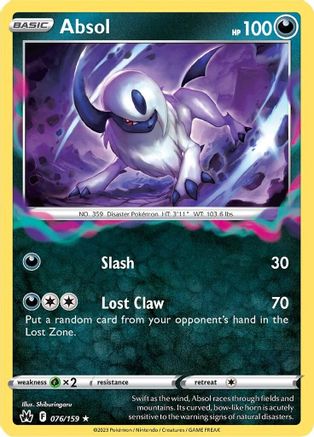 Absol 076 - Reverse Holofoil Crown Zenith - Holo Rare
