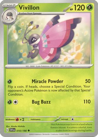 Vivillon 010/198 - Reverse Holofoil SV01 Scarlet & Violet Base Set - Uncommon