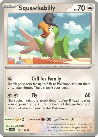 Squawkabilly 162 - Reverse Holofoil SV01 Scarlet & Violet Base Set - Common