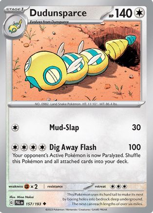 Dudunsparce 157 - Reverse Holofoil SV02 Paldea Evolved - Uncommon