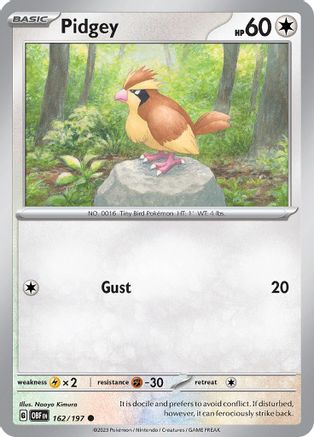 Pidgey 162 - Reverse Holofoil SV03 Obsidian Flames - Common