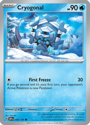 Cryogonal 055 - Reverse Holofoil SV03 Obsidian Flames - Common