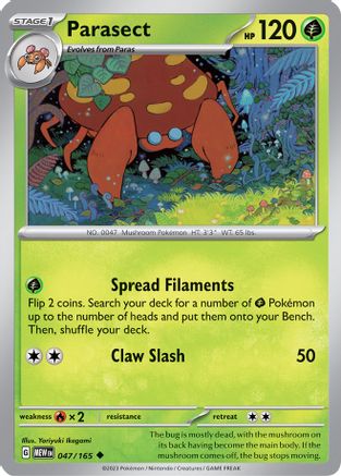 Parasect 047 - Reverse Holofoil SV Scarlet & Violet 151 - Uncommon