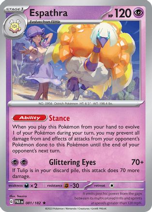 Espathra 081/182 - Reverse Holofoil SV04 Paradox Rift - Rare