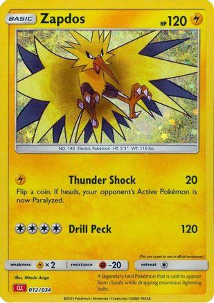 Zapdos 012 - Holofoil Trading Card Game Classic - Classic Collection