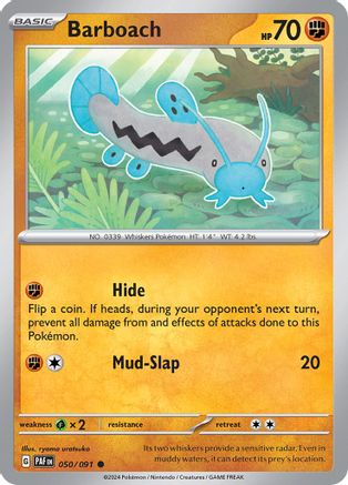 Barboach 050/091 - Reverse Holofoil SV Paldean Fates - Common