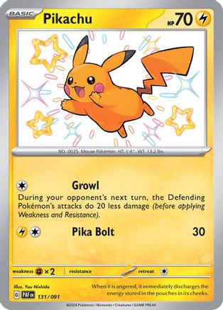 Pikachu 131/091 - Holofoil SV Paldean Fates - Shiny Rare