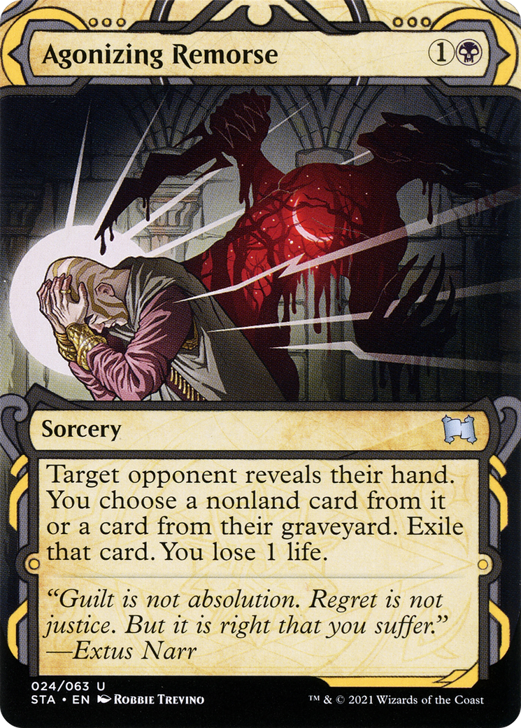 Agonizing Remorse (STA-024) - Strixhaven Mystical Archive: (Showcase) (Borderless) Etched Foil