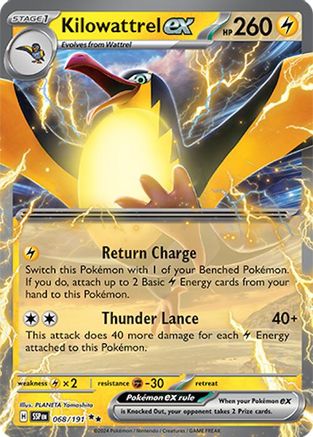 Kilowattrel ex 068 - Holofoil SV08 Surging Sparks - Double Rare