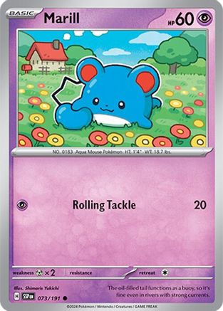 Marill 073 - Reverse Holofoil SV08 Surging Sparks - Common
