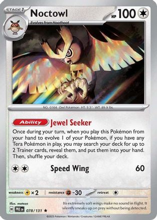 Noctowl 078 - Reverse Holofoil SV Prismatic Evolutions - Rare