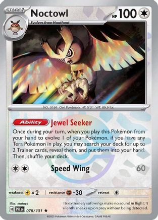 Noctowl (Poke Ball Pattern) 078 - Holofoil SV Prismatic Evolutions - Rare