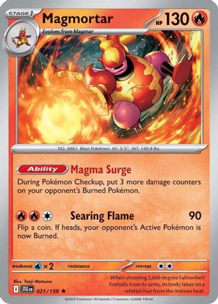 Magmortar 021 - Reverse Holofoil SV09 Journey Together - Rare