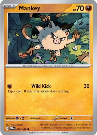 Mankey 090 - Reverse Holofoil SV10 Destined Rivals - Common