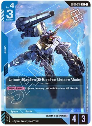 Unicorn Gundam 02 Banshee (Unicorn Mode) (Judge Pack 01) (GD01-010) - Gundam Promotional Cards Holofoil