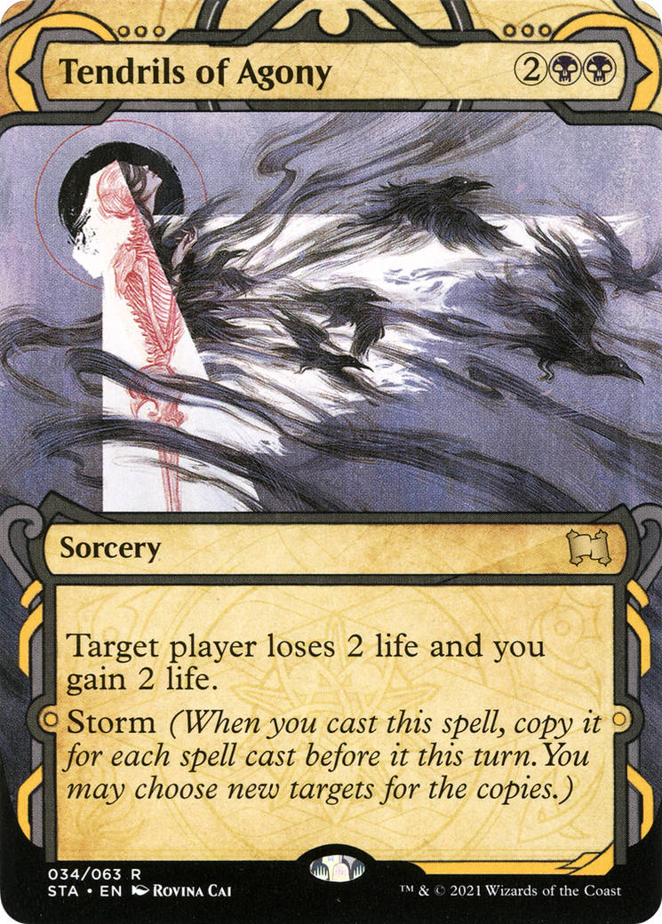 Tendrils of Agony (STA-034) - Strixhaven Mystical Archive: (Showcase) (Borderless) Etched Foil