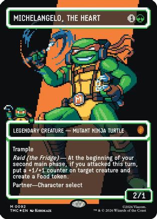 Michelangelo, the Heart (0093) (Borderless) (TMC-092) - Commander: Teenage Mutant Ninja Turtles Foil