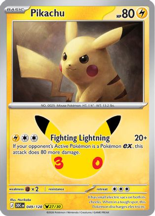 Pikachu 049/128 - Holofoil ME 30th Celebration - None