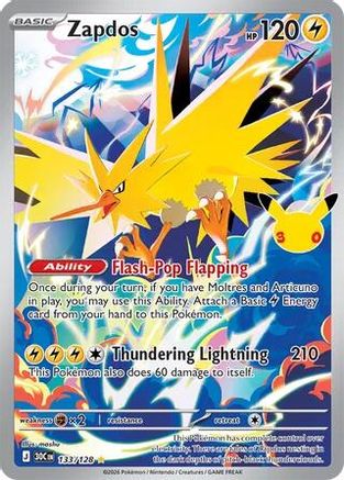 Zapdos 133/128 - Holofoil ME 30th Celebration - Illustration Rare
