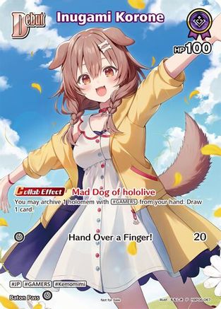 Inugami Korone (P) (hBP06-067) (Alternate Art) (hBP06-067) - hololive OFFICIAL CARD GAME Promos Foil