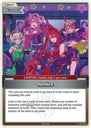 Justice (P) (Alternate Art) (hSD13-016) - hololive OFFICIAL CARD GAME Promos Foil