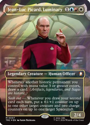 Jean-Luc Picard, Luminary (Borderless) (Surge Foil) (TRC-007) - Commander: Star Trek Foil