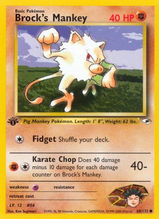 Brock's Mankey (68) 068 - 1st Edition Gym Heroes - Common