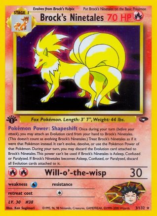 Brock's Ninetales 003/132 - Unlimited Holofoil Gym Challenge - Holo Rare