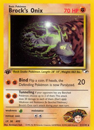Brock's Onix (21) 021 - 1st Edition Gym Heroes - Rare