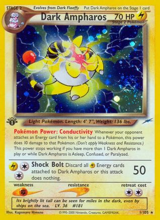 Dark Ampharos - Unlimited Holofoil Neo Destiny - Holo Rare