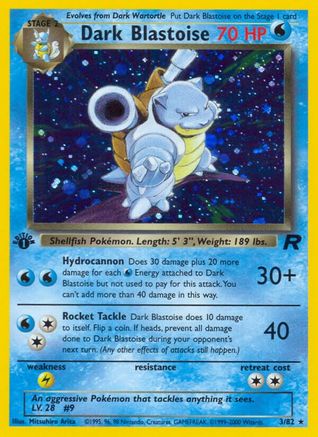 Dark Blastoise (3) 003 - Unlimited Holofoil Team Rocket - Holo Rare