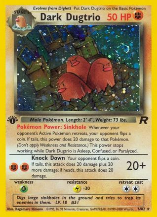 Dark Dugtrio (6) 006 - 1st Edition Holofoil Team Rocket - Holo Rare