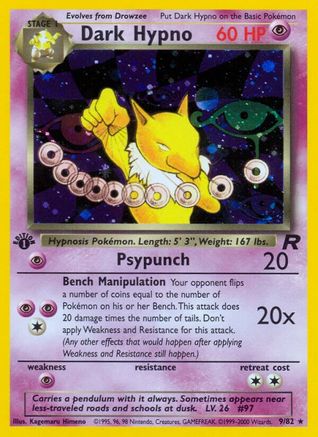 Dark Hypno (9) 009 - 1st Edition Holofoil Team Rocket - Holo Rare