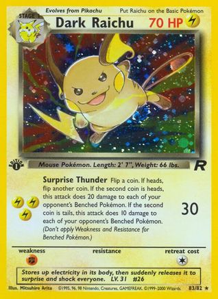 Dark Raichu 083 - Unlimited Holofoil Team Rocket - Secret Rare