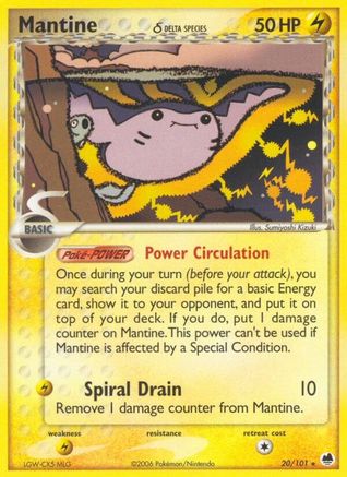 Mantine (Delta Species) 020 - Reverse Holofoil Dragon Frontiers - Rare