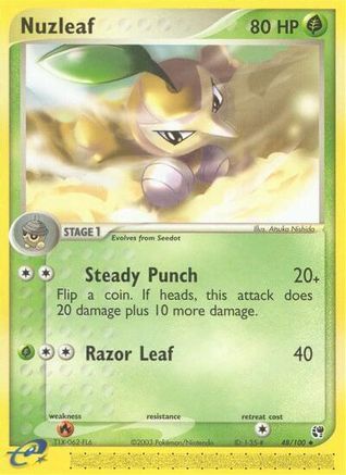 Nuzleaf - 48/100/100 - Reverse Holofoil Sandstorm - Uncommon