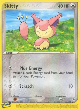 Skitty 070/109 - Reverse Holofoil Ruby and Sapphire - Common