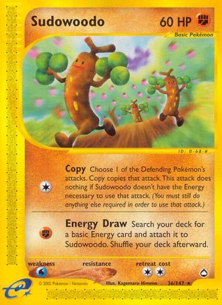 Sudowoodo - Reverse Holofoil Aquapolis - Rare
