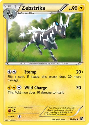 Zebstrika (42) - Reverse Holofoil Black and White - Uncommon
