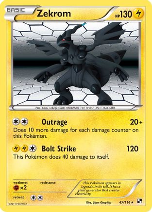 Zekrom 047/114 - Reverse Holofoil Black and White - Holo Rare