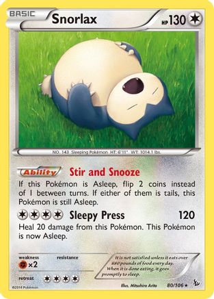 Snorlax 080 - Reverse Holofoil XY Flashfire - Rare