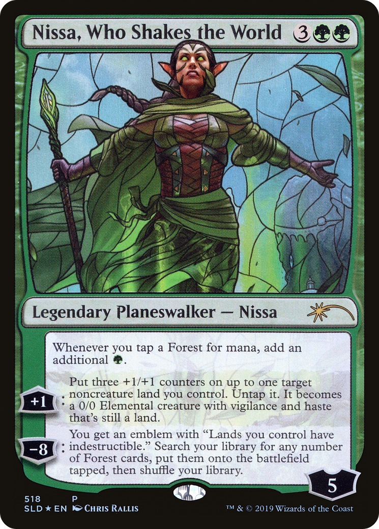 Nissa, Who Shakes the World (Stained Glass) (SLD-518) - Secret Lair Drop Foil