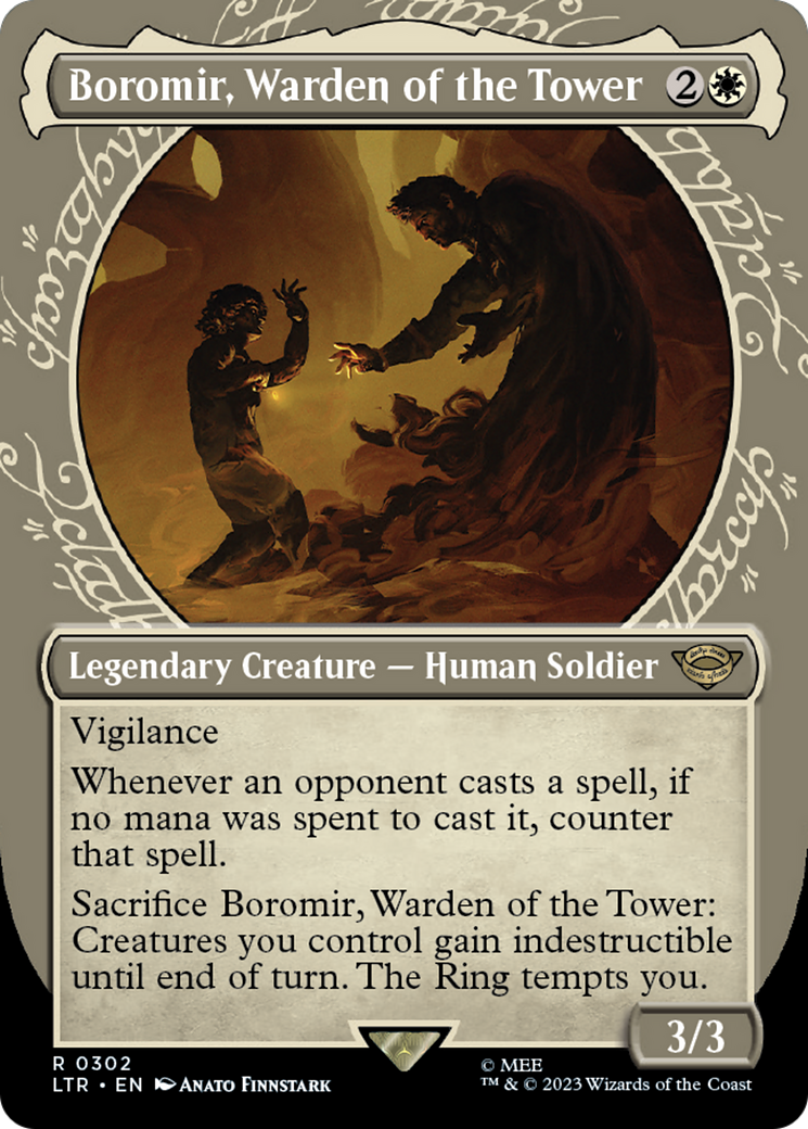 Boromir, Warden of the Tower (Showcase) (LTR-302) - The Lord of the Rings: Tales of Middle-earth: (Showcase) (Borderless) Foil