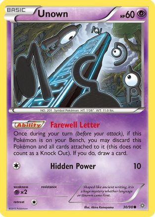 Unown 030  XY  Ancient Origins - Common