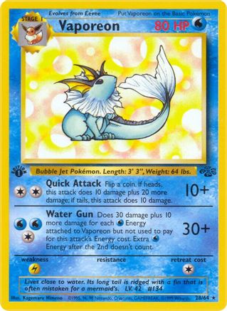 Vaporeon (28) 028  - 1st Edition Jungle - Rare