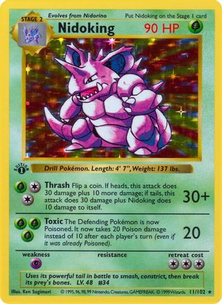 Nidoking/102  - Unlimited Holofoil Base Set Shadowless - Holo Rare