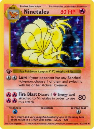 Ninetales/102  - Unlimited Holofoil Base Set Shadowless - Holo Rare
