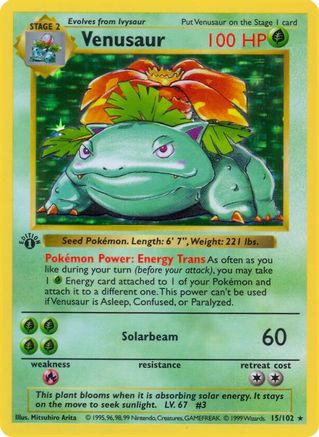 Venusaur/102  - Unlimited Holofoil Base Set Shadowless - Holo Rare