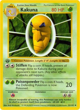 Kakuna 033  - Unlimited Base Set Shadowless - Uncommon