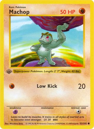 Machop 052  - 1st Edition Base Set Shadowless - Common